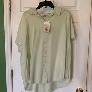 Cute mint green top with fringe detail